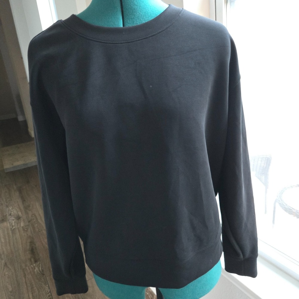 A New Day Womens Pullover Black Crop Athleisure Size Small / Medium Super Soft